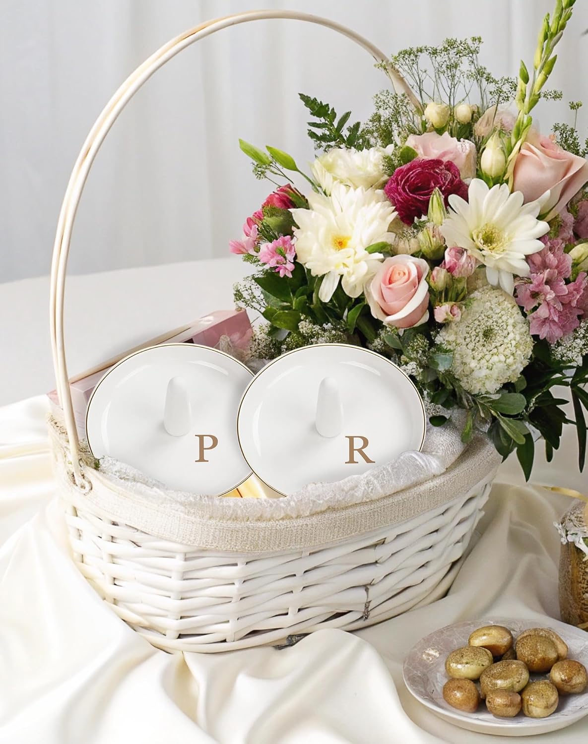 Ceramic Ring Holder Dish - Monogrammed Jewery Tray Ring Dish Jewelry Holder Dish Room Decor, Personalized Engagement Wedding Gift Birthday Christmas Gifts for Women - Initial J