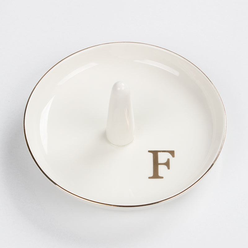 Ceramic Ring Holder Dish - Monogrammed Jewery Tray Ring Dish Jewelry Holder Dish Room Decor, Personalized Engagement Wedding Gift Birthday Christmas Gifts for Women - Initial J
